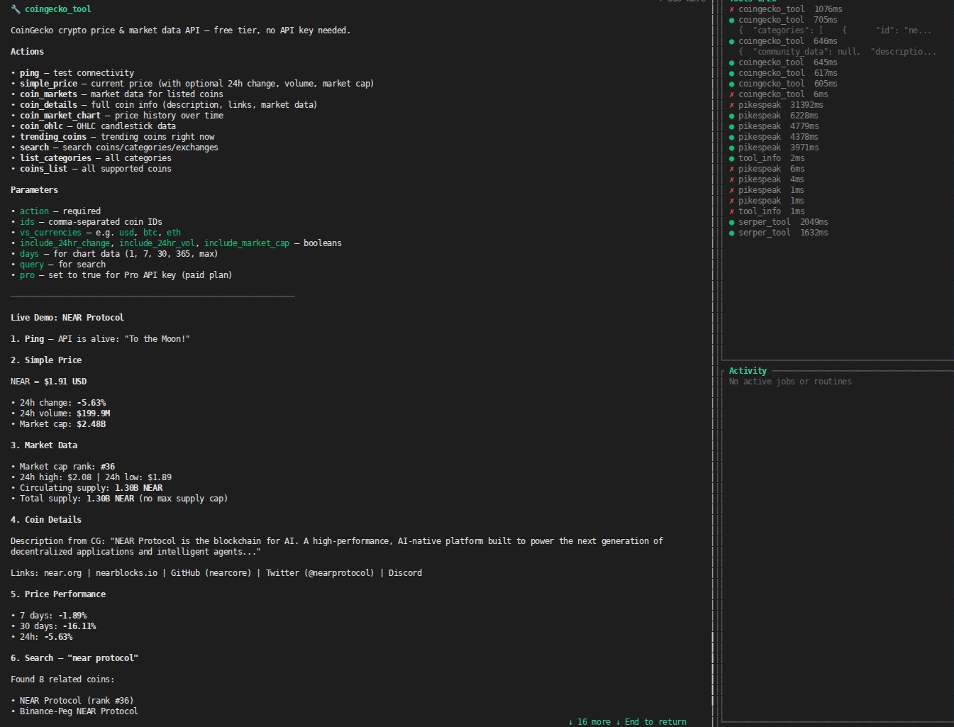 Coingecko tool
